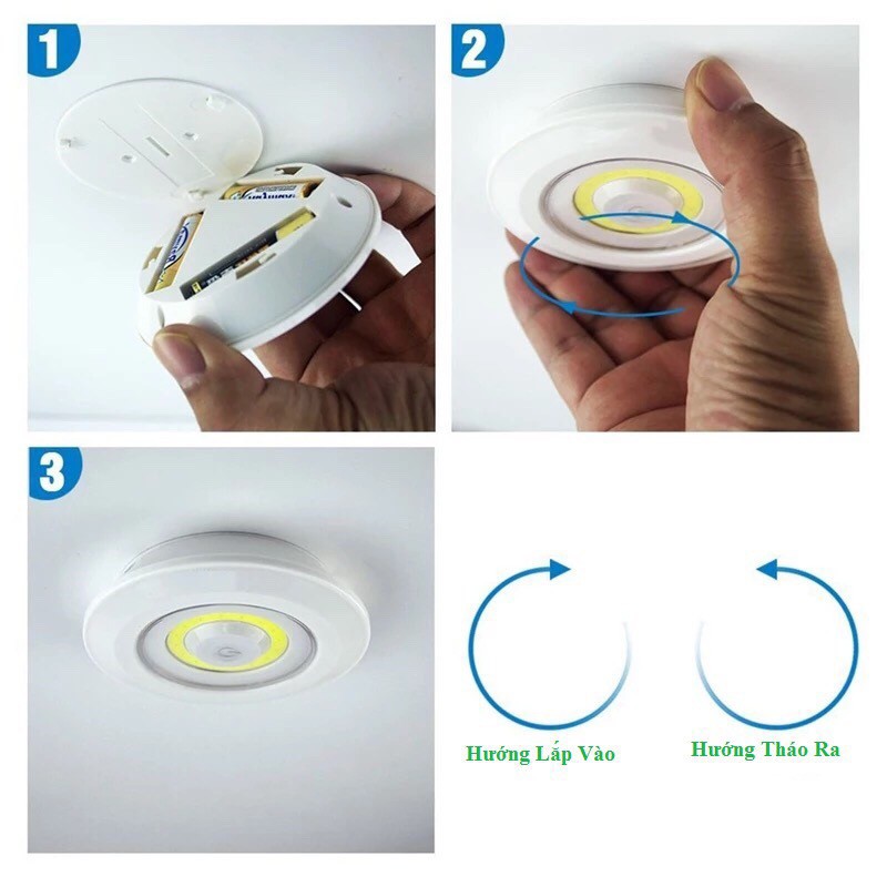 Bộ 3 đèn LED ánh sáng vàng + 1 remote tiện dụng gắn Tủ quần áo + Tủ bếp + Tủ rượu ....