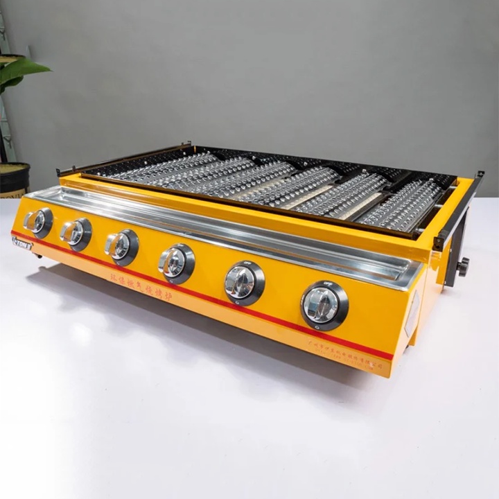 Bếp nướng hải sản dùng gas, bếp nướng bbq 6 họng dài ET-K333