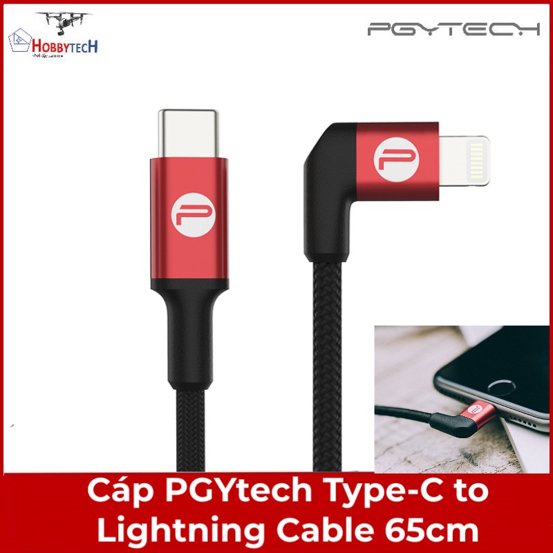 Cáp kết nối OTG – PGYtech Type C to lightning cable 65cm - Hàng chính hãng - Kết nối chuẩn - Chất lượng cao - Full box