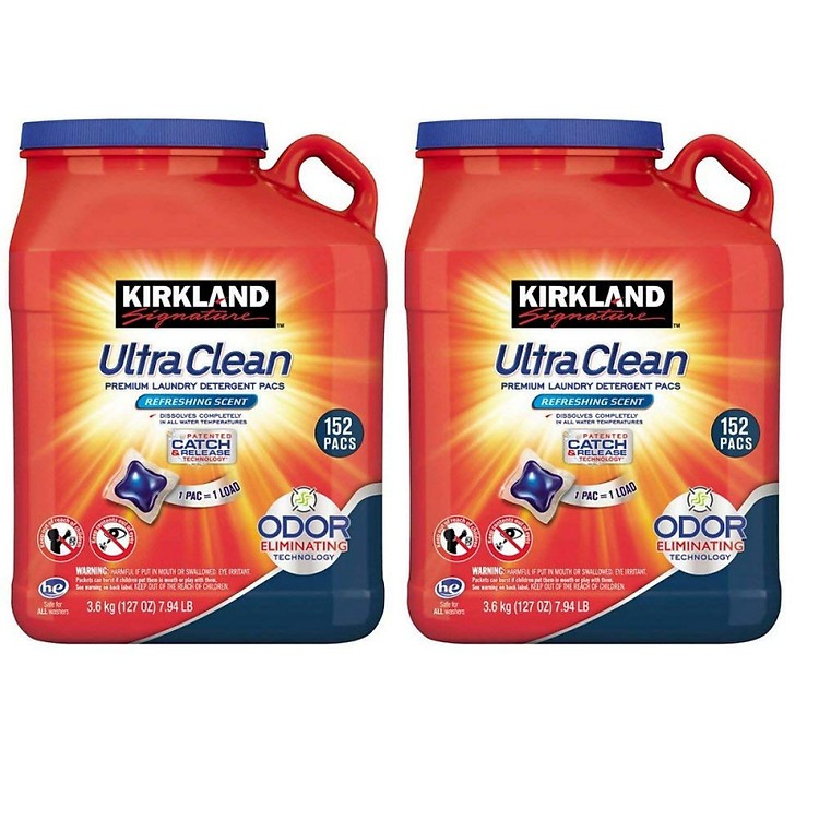 Viên Giặt Quần Áo Kháng Khuẩn Kirkland Signature Ultra Clean 152 Viên