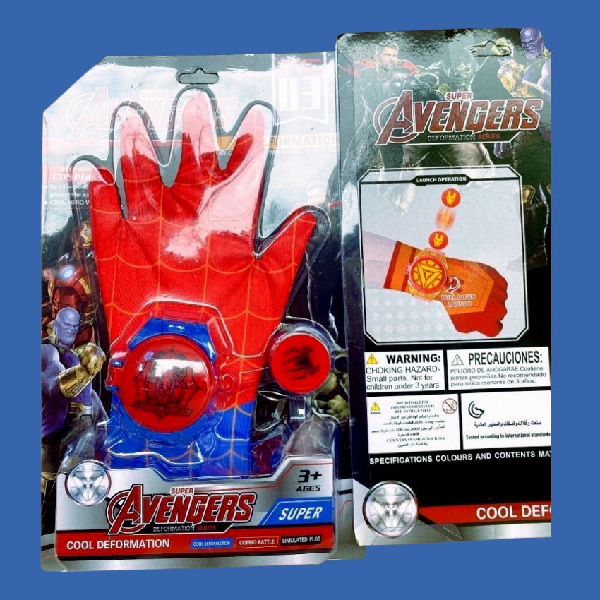 Đồ chơi Bộ găng tay Người nhện Spiderman Avengers kèm dụng cụ bắn huy hiệu