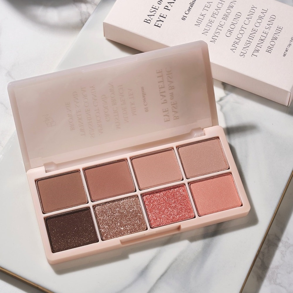 Bảng Phấn Mắt 8 Ô BOM Base On Basic Eye Palette 12g - 01 Coralism