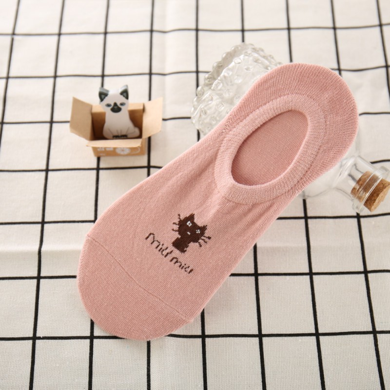 Women Summer Sweet Wind Cartoon Cat Print Pattern Deodorant Cotton Socks