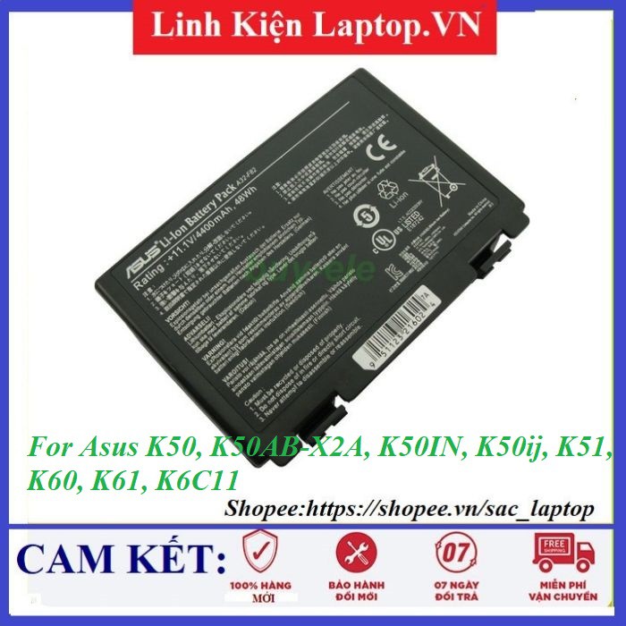 ⚡️[Pin zin] Pin laptop Asus K50, K50AB-X2A, K50IN, K50ij, K51, K60, K61, K6C11
