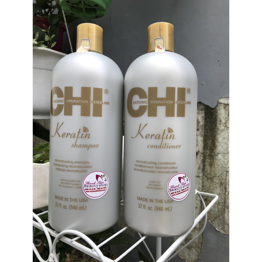 Dầu gội xả phục hồi CHI Keratin Shampoo & Conditioner 946mlx2