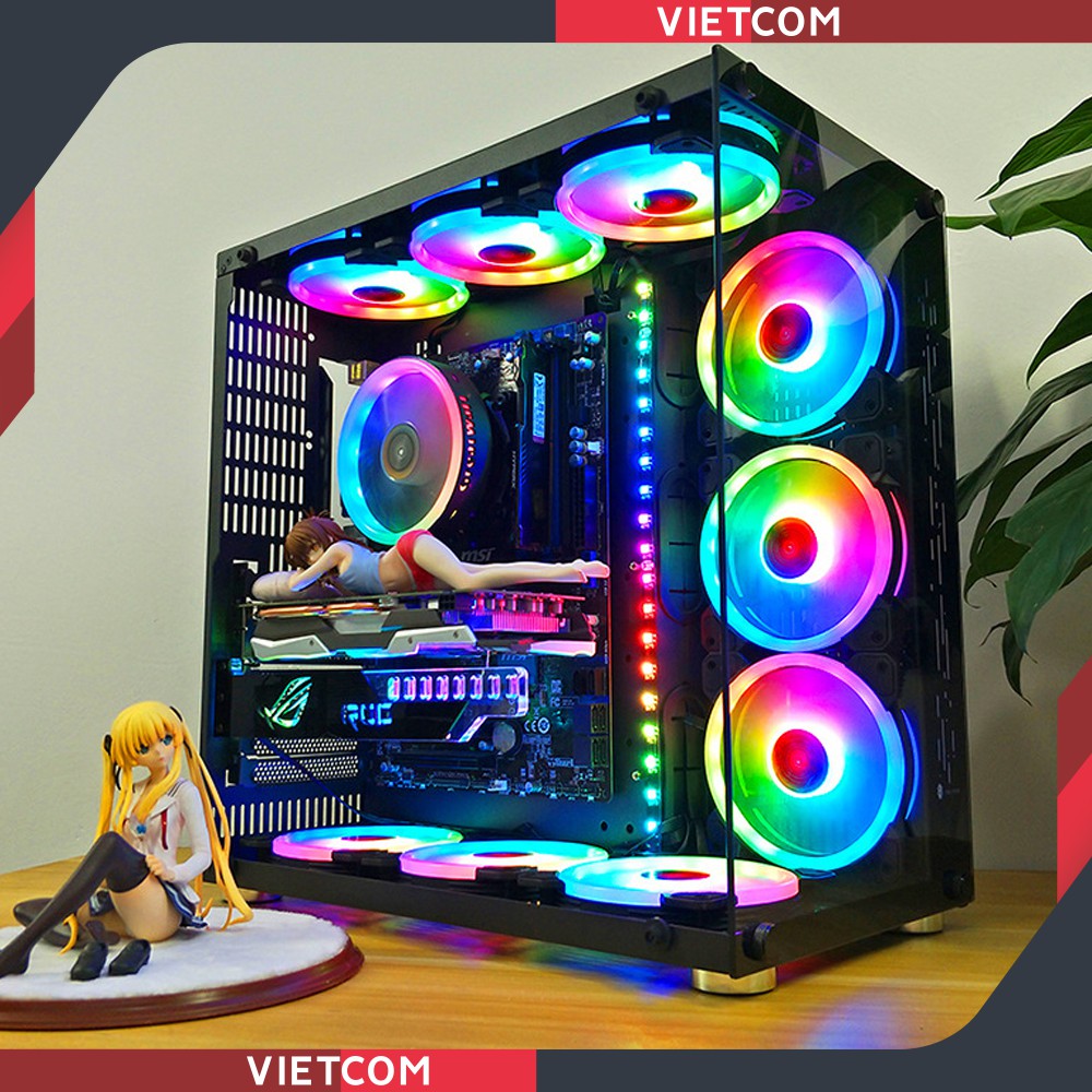 Fan Case Coolmoon V4 - Led RGB Dual Ring (Led tâm + Led viền) - Đồng Bộ Hub Coolmoon