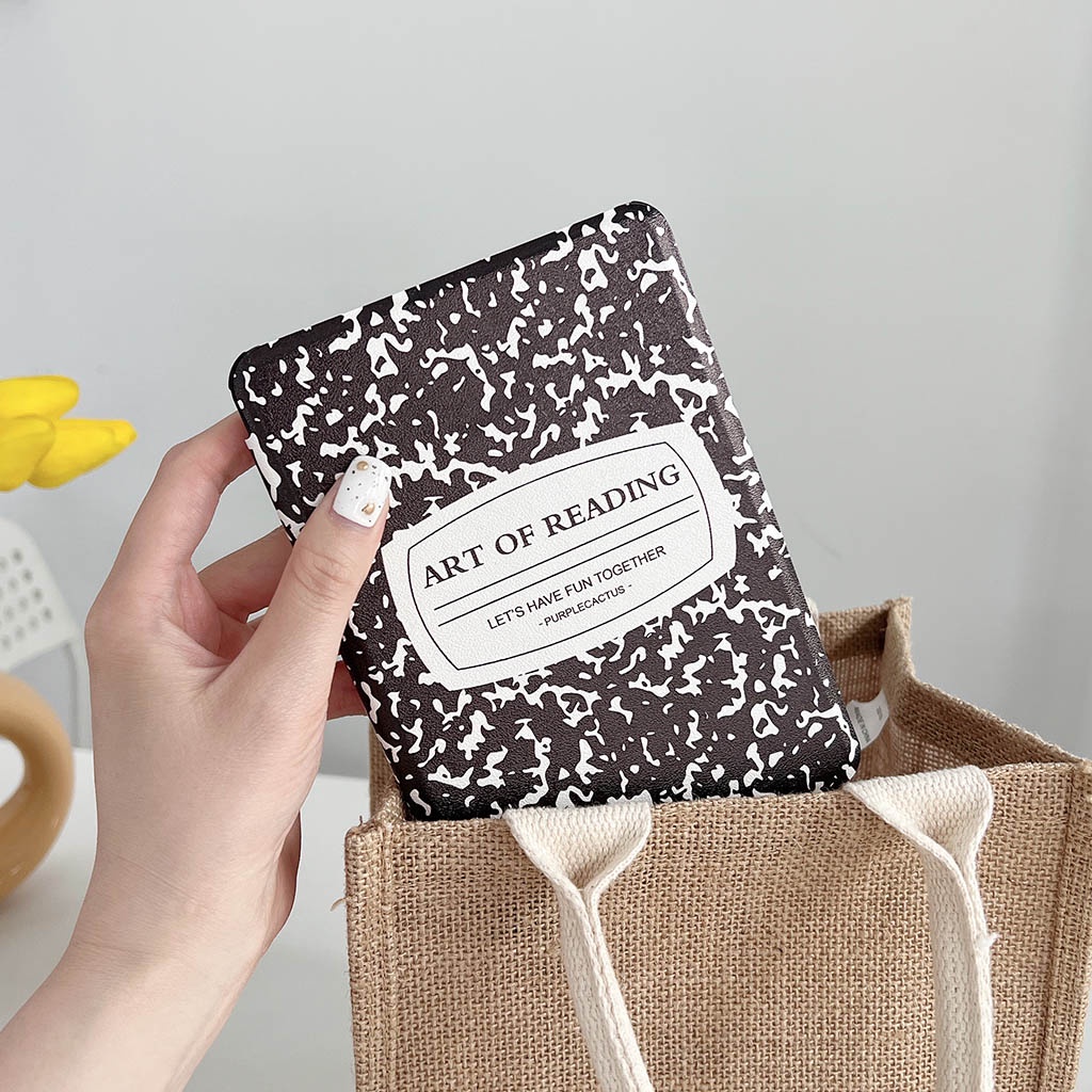 Ốp Điện Thoại Da PU Có Dây Đeo Cổ Tay In Họa Tiết Bò Sữa Cho Amazon kindle paperwhite 1 2 3 10th 6 inch Basic 5th Generation 11th 2021