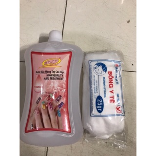 Mua Nước rửa móng quyên 1000ml tặng nước pha sơn 125ml hoặc bông y tế 25g