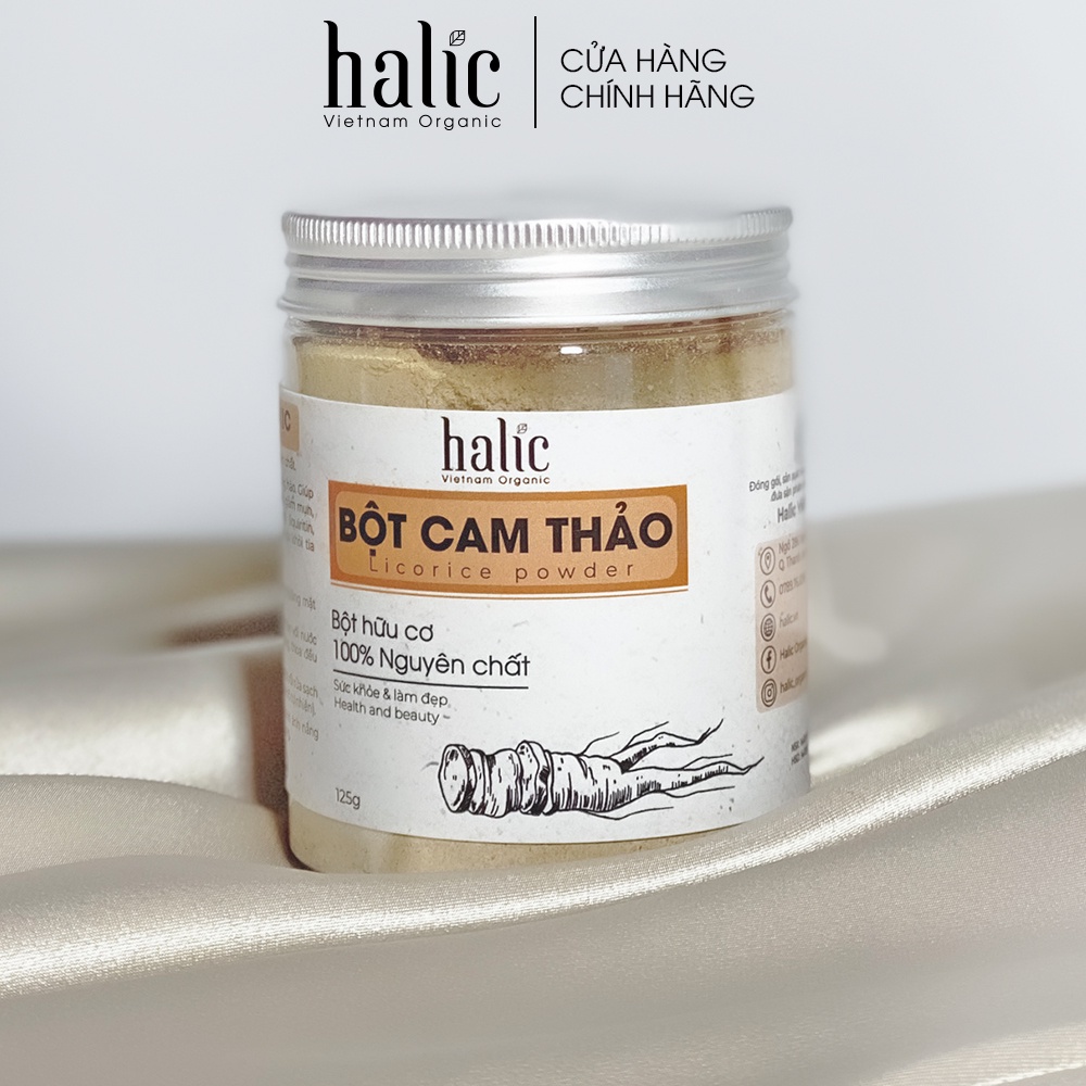 Bột Cam Thảo đắp mặt nạ nguyên chất Halic Organic 125G trắng da, dưỡng ẩm, làm chậm quá trình lão hóa của da