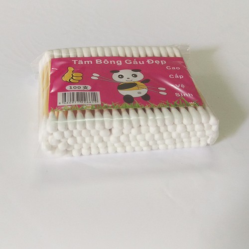 Tăm bông cán gỗ nặn mụn cao cấp gói 80 que