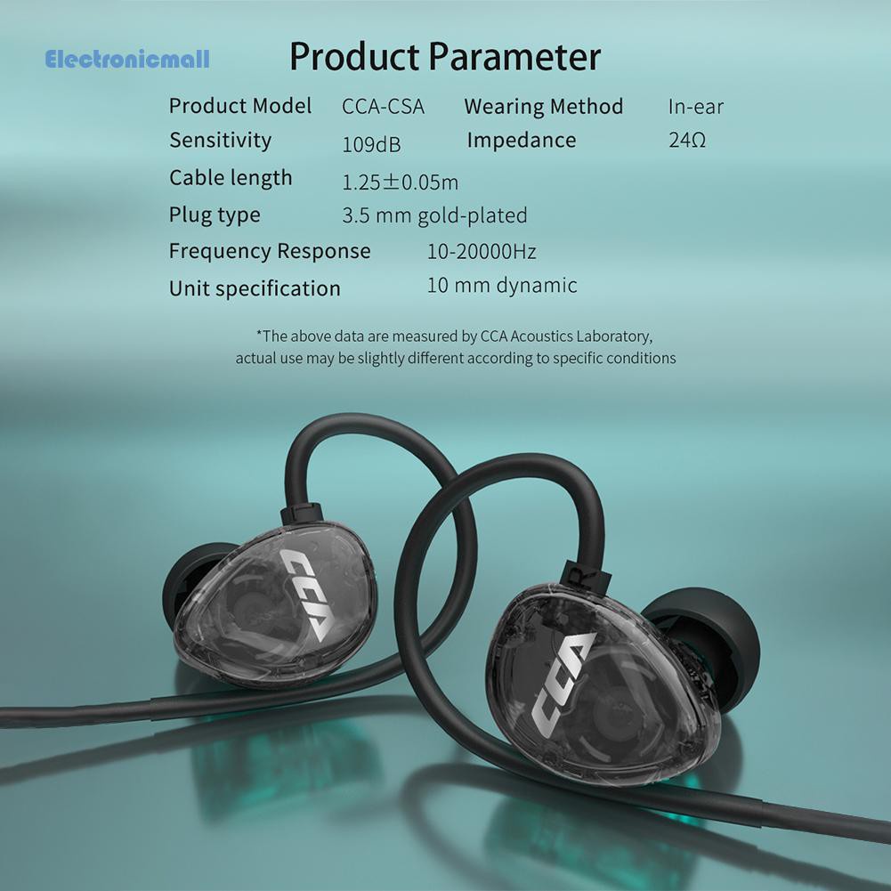 ElectronicMall01 CCA CSA Wired Earbuds 3.5mm Plug 10mm Dynamic Driver HiFi In Ear Headphones