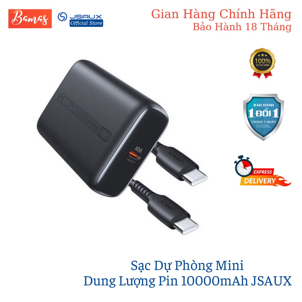 [Mã BMLTA50 giảm 10% đơn 99K] Sạc Dự Phòng Mini Dung Lượng Pin 10000mAh JSAUX PB2201 - Hai Cổng USB-C PD 20W và USB-A