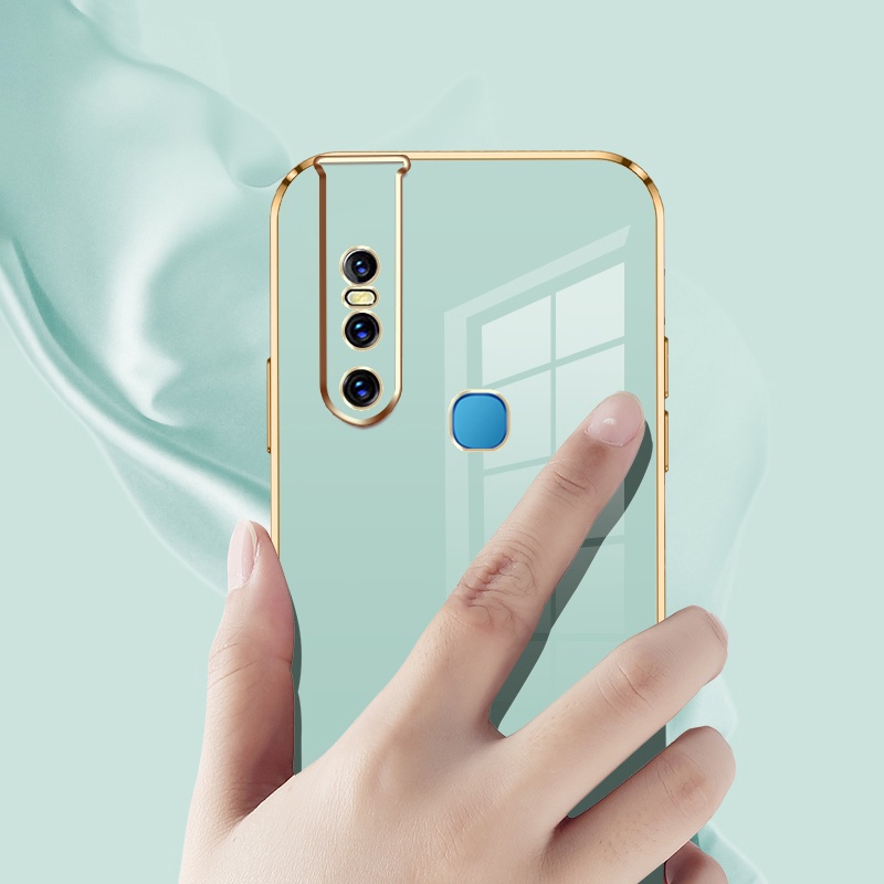 Ốp Điện Thoại Mềm Hình Vuông Mạ Viền Sang Trọng Có Dây Đeo Cho Vivo V15 Pro V17 V19 NEO