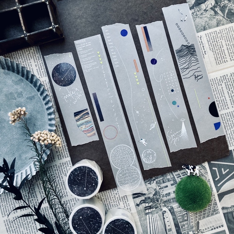 AM164 Cuộn WashiTape Heliocentric của hãng Somesortof.Fern chiết lẻ chu kỳ