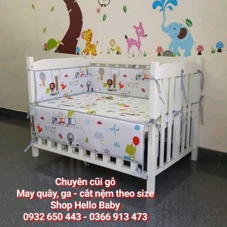 Combo nệm - vỏ quây và 2 ga cho kt 100*60. vải cotton hàn