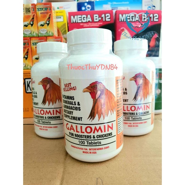 HỦ 100 VIÊN GALLOMIN DINH DƯỠNG CAO CẤP VITAMIN VÀ KHOÁNG CHO GÀ ĐÁ