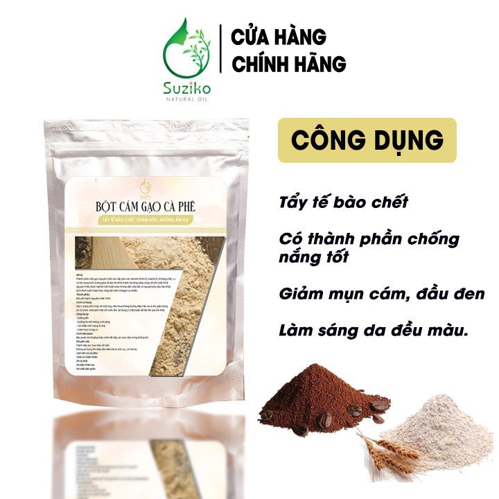 Bột Cám Gạo Cà Phê đắp mặt nạ hữu cơ SUZIKO nguyên chất 70G | 100% Organic