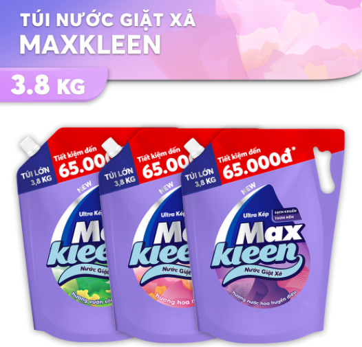 Nước giặt xả Max Kleen  hương nước hoa huyền diệu túi 3.8kg