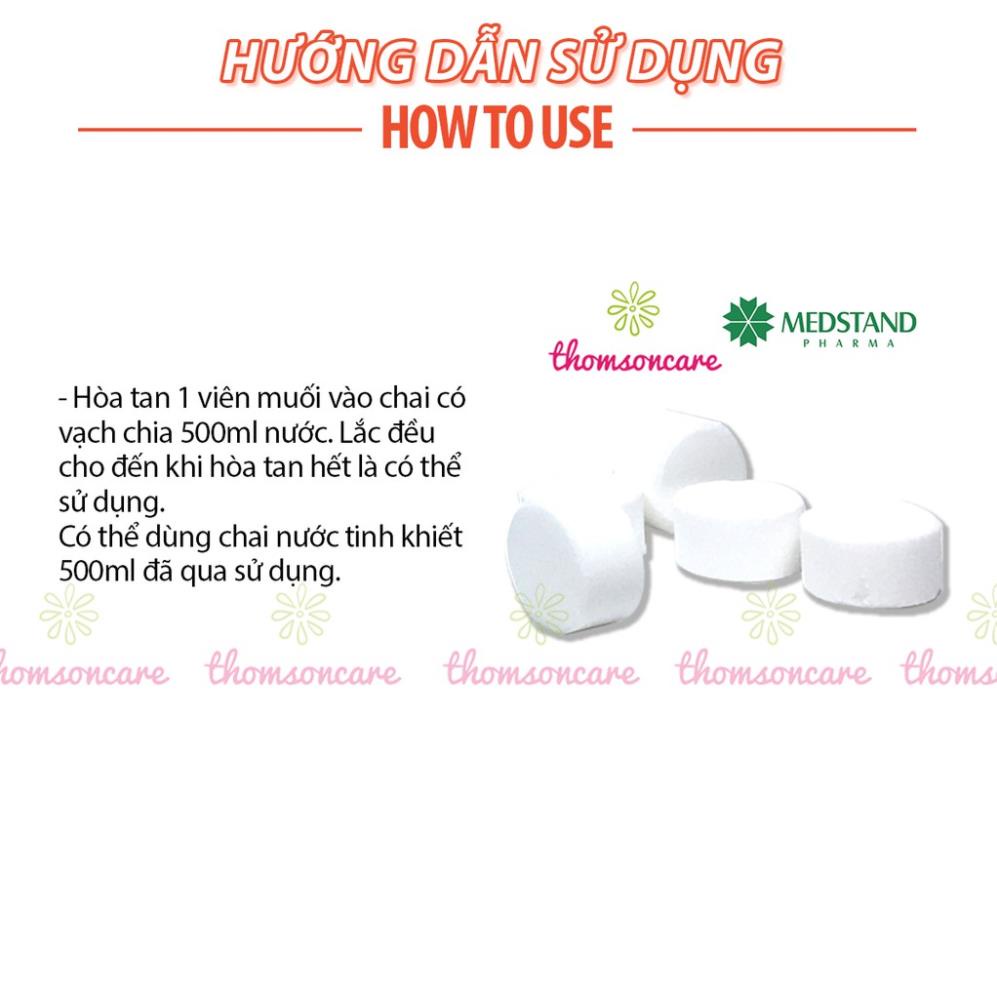 Viên muối sinh lý tự pha Medstand - Muối viên tinh khiết - Hộp 20 viên súc miệng, xúc họng, rửa vết thương