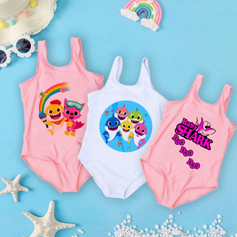 Đồ Bơi Một Mảnh Hình Cá Mập Dễ Thương Cho Bé Gái