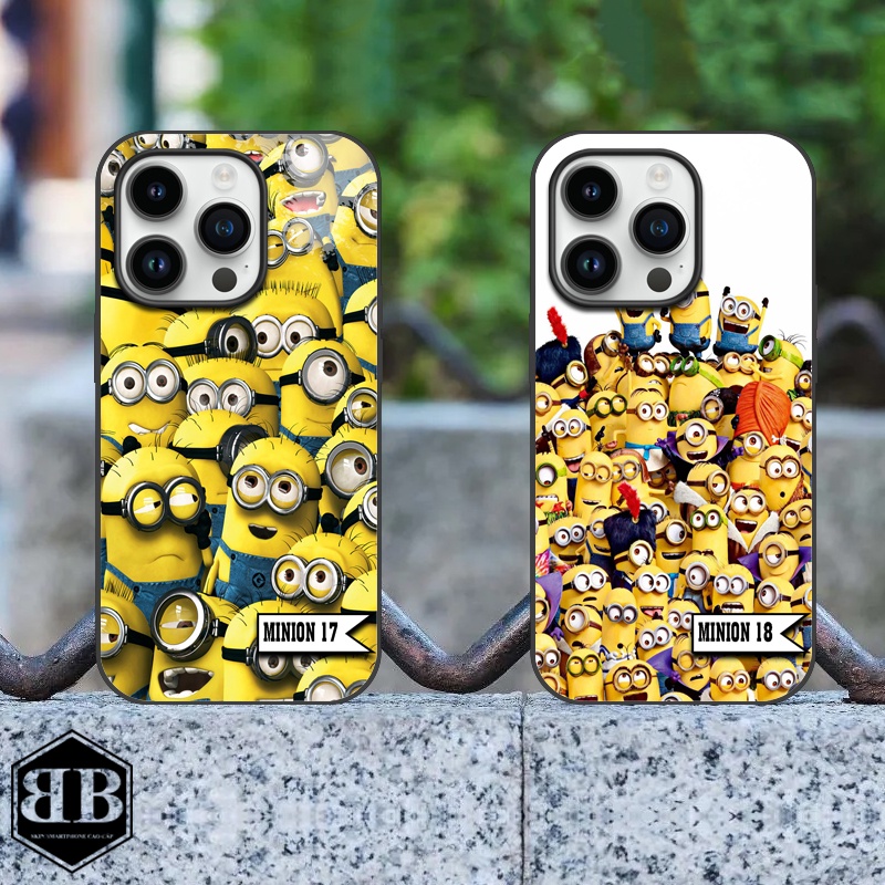 Ốp lưng kính cường lực dành cho máy Iphone 14 Pro / Iphone 14 Pro Max minion