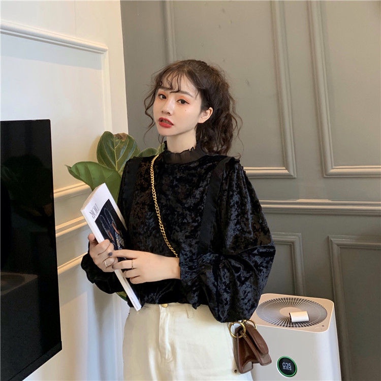 Áo sơ mi dài tay cổ đứng thiết kế mới thời trang theo phong cách hàn quốc dành cho nữ