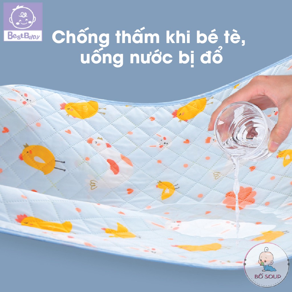 Tấm lót chống thấm cho bé gồm 3 lớp, miếng lót em bé thay bỉm có thể giặt được Shop Bố Soup