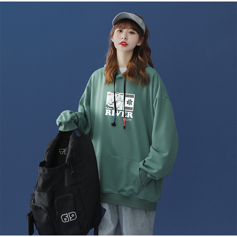 Áo hoodie Ifnicefuture dáng rộng tay dài in họa tiết thời trang hàn quốc giản dị dành cho cặp đôi nam và nữ