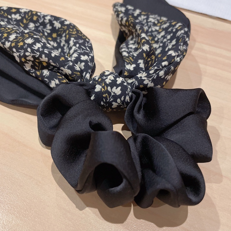 Dây cột tóc ruy băng màu trơn thắt nơ họa tiết hoa phong cách Hàn Quốc thanh lịch