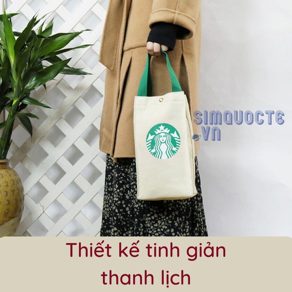 [Mã 12LSSALE giảm 100% đơn 50k] Túi đựng bình nước ly giữ nhiệt chống nước vải canvas vải bố