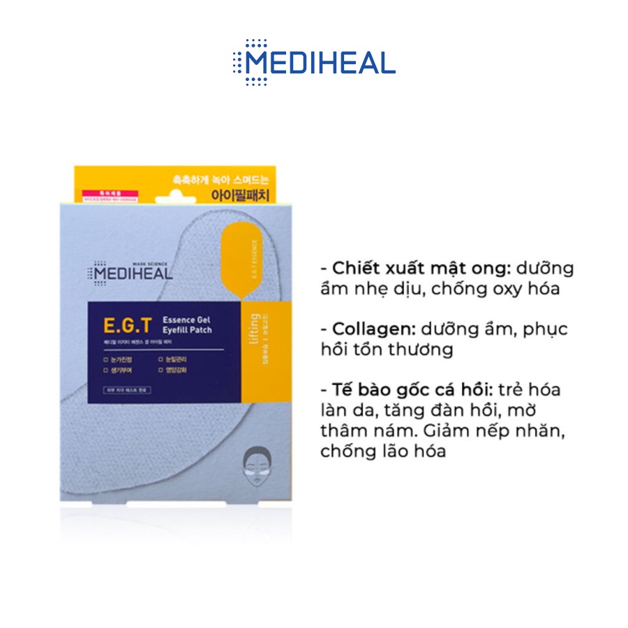 Mặt Nạ Mắt Cải Thiện Nếp Nhăn Và Quầng Thâm Mắt Mediheal E.G.T Essence Gel Eyefill Patch 2.7g [K33]