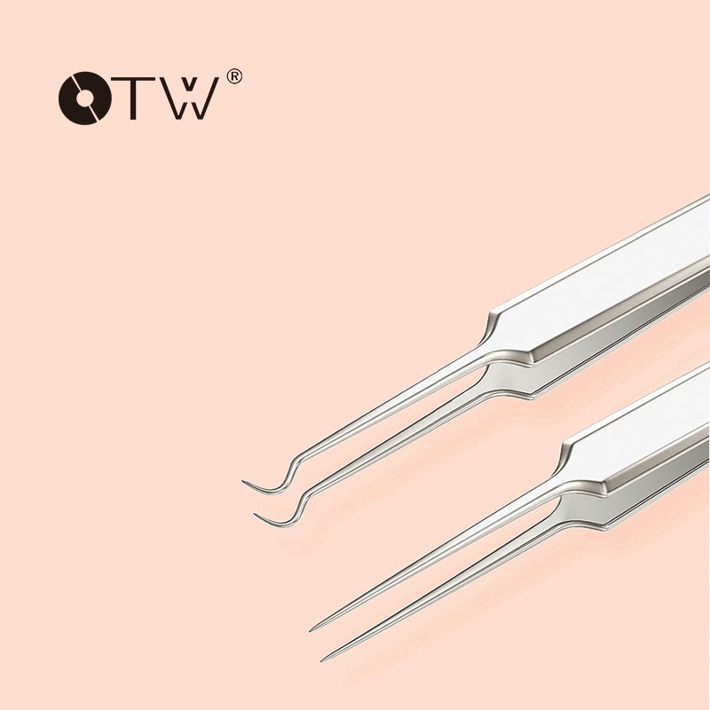 Nhíp gắp mụn OTW đầu cong thép không ghỉ kích thước tiêu chuẩn