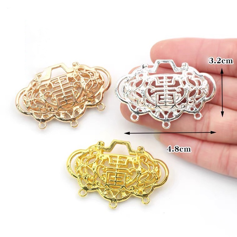 Khóa trường thọ, trường mệnh đúc nguyên khối nguyên liệu làm trâm trang sức cổ trang phụ kiện cosplay cổ phục việt phục