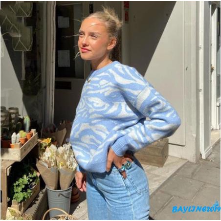 Áo Len Tay Dài Cổ Tròn Dáng Rộng Họa Tiết Sọc Caro Nhiều Màu Sắc Thời Trang Thu Đông Dành Cho Nữ