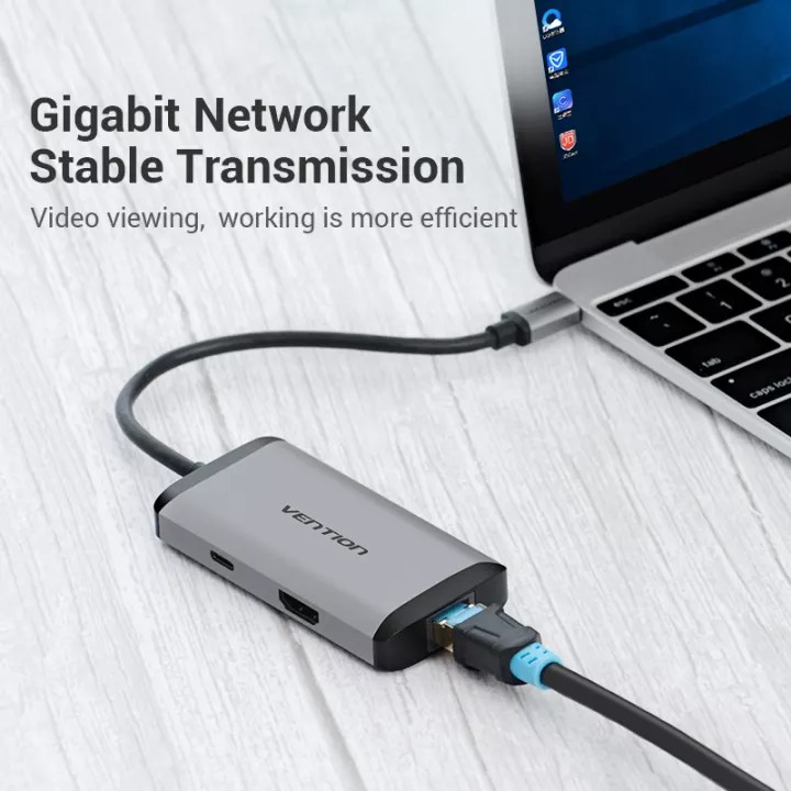 Bộ chuyển đổi hub 6 trong 1 Orico type C to USB3.0 / HDMI 60Hz / PD 100W / RJ45 1Gbps 2.5Gbps 6 in 1 cho laptop táo