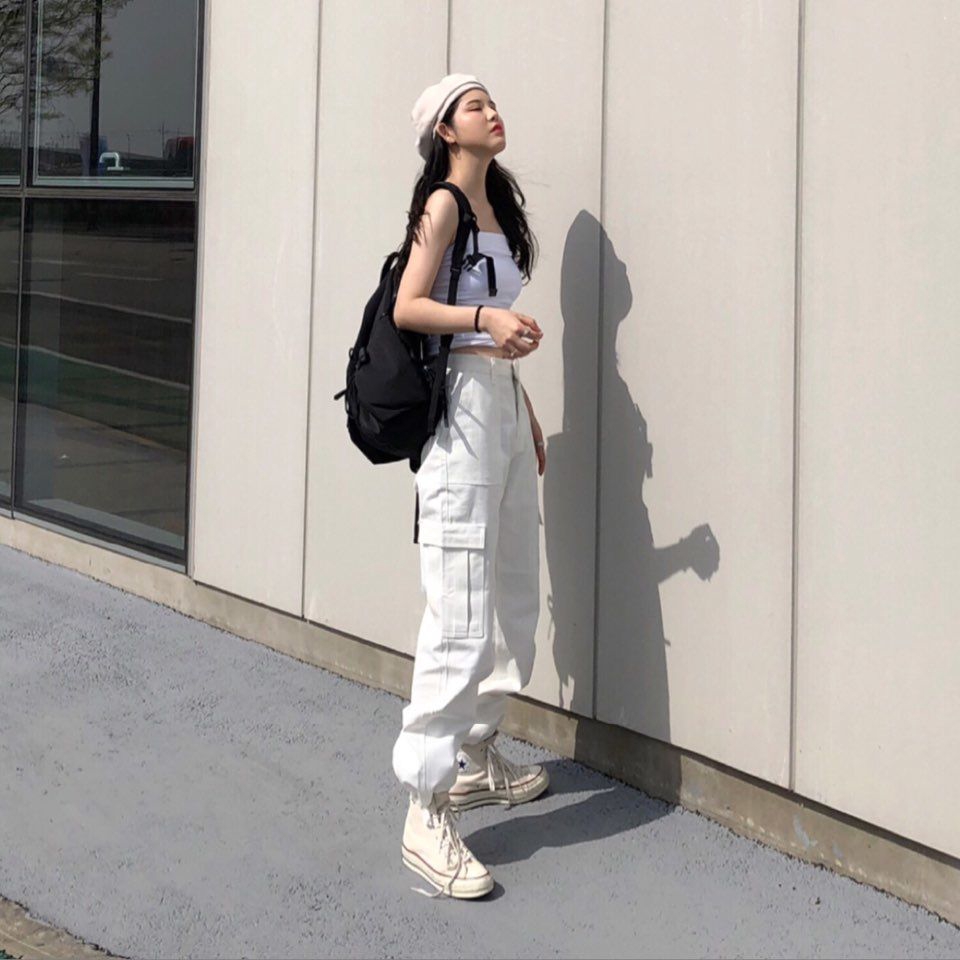 Quần túi hộp lưng cao dáng dài thời trang hàn quốc | BigBuy360 - bigbuy360.vn