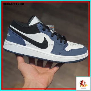 Giày jordan cổ thấp navy xanh, giày jordan 1 cổ thấp xanh đen bản cao cấp full box + bill