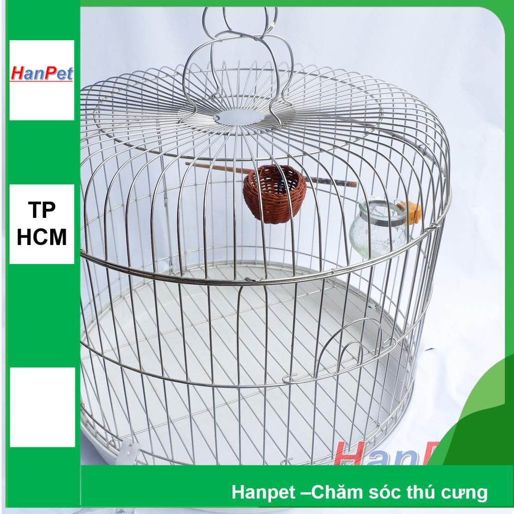 HCM-Lồng Cu gáy Chất liệu 100% inox không gỉ sét (Hanpet long chim inox) tặng áo lồng và máng ăn/