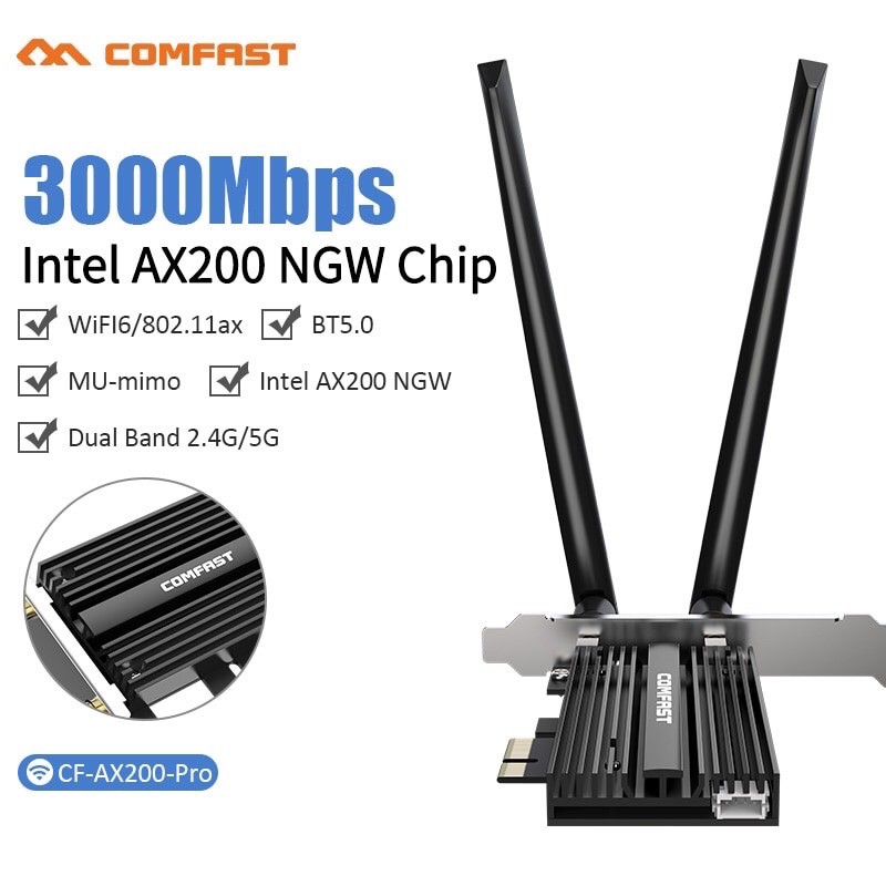 Card mạng không dây CF-AX200 Pro với chip Intel Ax200 802.11ax Bluetooth 5.1 Wi-Fi 6 2.4gbps chuyên dụng