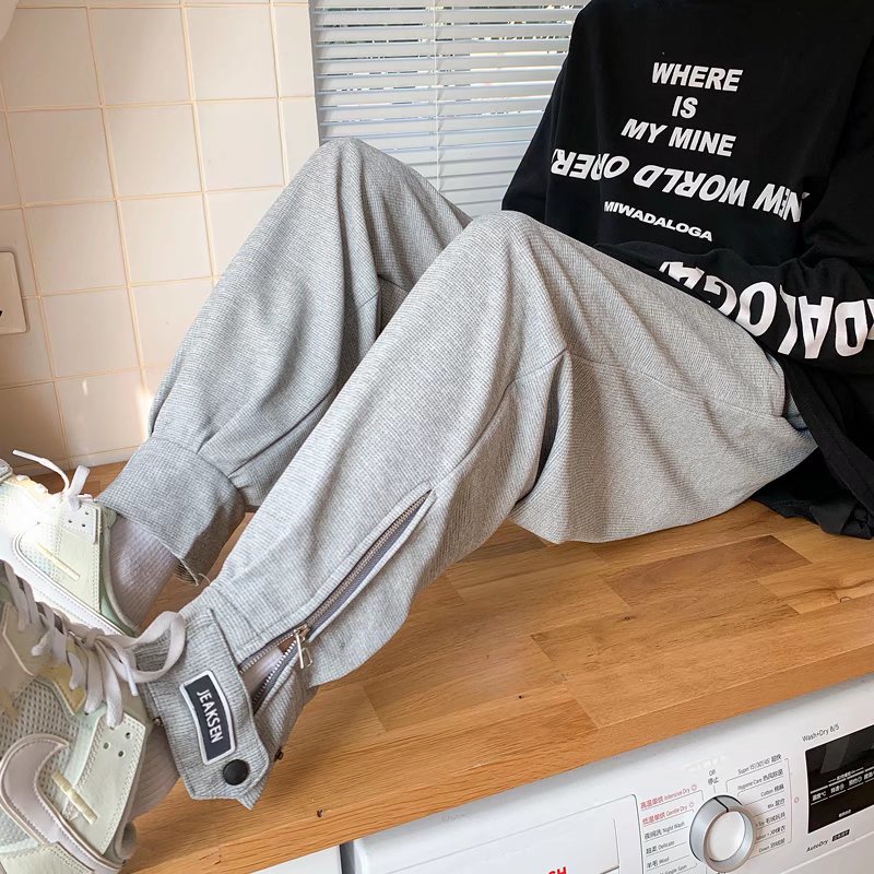 Quần Thể Thao Dáng Rộng Cỡ Lớn Xẻ Tà Phong Cách Đường Phố Hong Kong Cá Tính Cho Nam