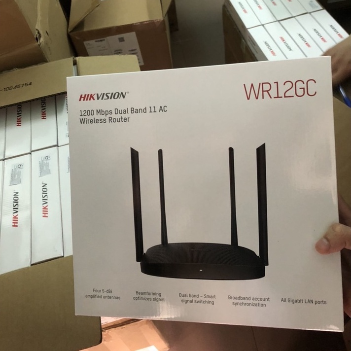 Bộ phát Wifi Hikvision DS-3WR12GC (WIRELESS ROUTER) I Băng tần kép chuẩn  AC1200 I Hàng chính hãng I Bảo hành 24 tháng