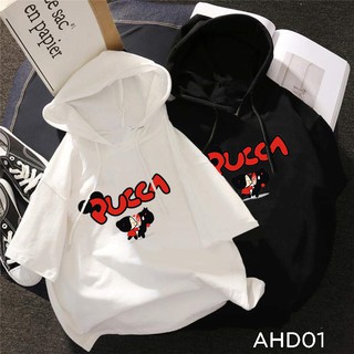 Áo thun teen nam nữ HOODIE TAY LỠ CÓ NÓN hình PUCCA