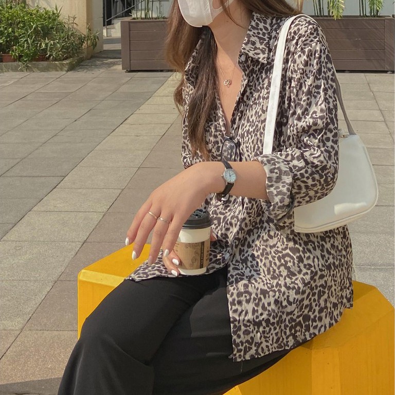 Áo Sơ Mi Da Báo phong cách ulzzang vintage Hàn Quốc cao cấp DMee