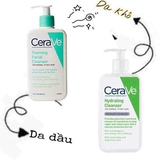 Sữa Rửa Mặt dịu nhẹ Cerave 355ml Foaming & Hydrating Facial Cleanser cho da dầu, da khô