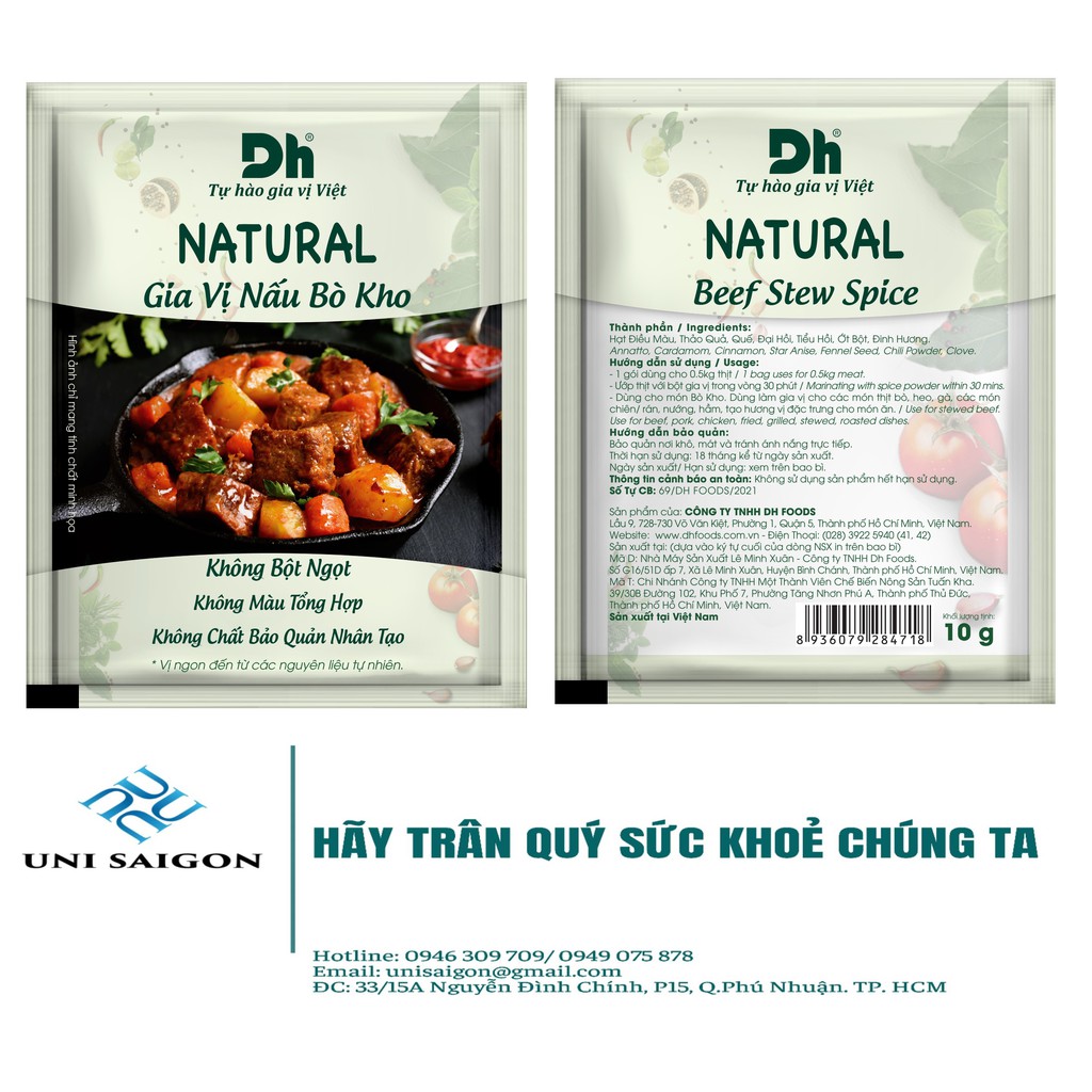 Gói NATURAL Gia Vị Nấu Bò Kho - Thương hiệu DH Foods