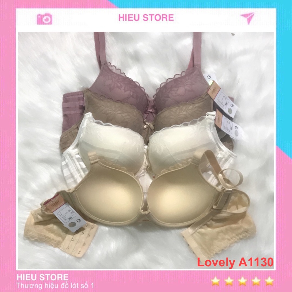 Áo Ngực Nữ Cotton Ren Đệm Vừa 3cm Lovely Dây Lưng Bản To 4 Móc Cài Sau Hieu Store24h - 1130