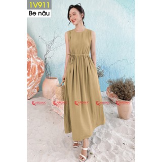 Váy Maxi 𝐂𝐀𝐑𝐃𝐈𝐍𝐀 Dây Rút Chun Eo Trơn Màu
