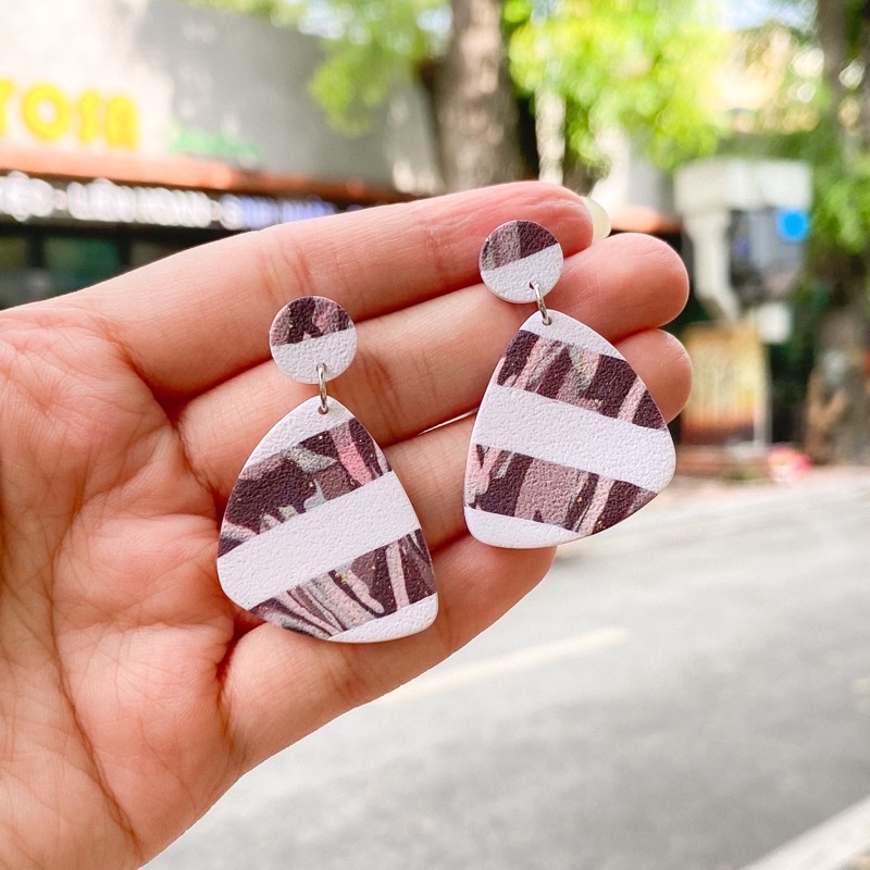 Khuyên tai đất sét nung Polymer Clay (Tender Purple)
