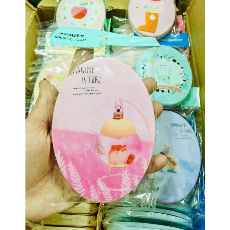 Bộ Gương Lược Mini Cầm Tay Hàn Quốc, 2in1 Tiện Lợi, Nhỏ Gọn Dễ Mang Theo, Nhiều Màu ngộ nghĩnh, Dễ Thương Hot Trend