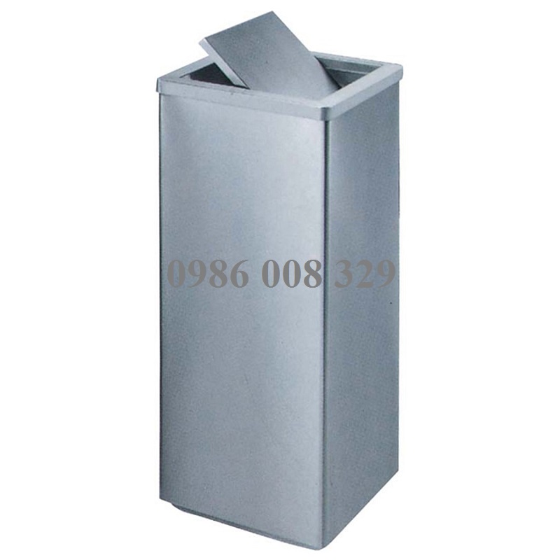Thùng rác inox vuông nắp lật xoay